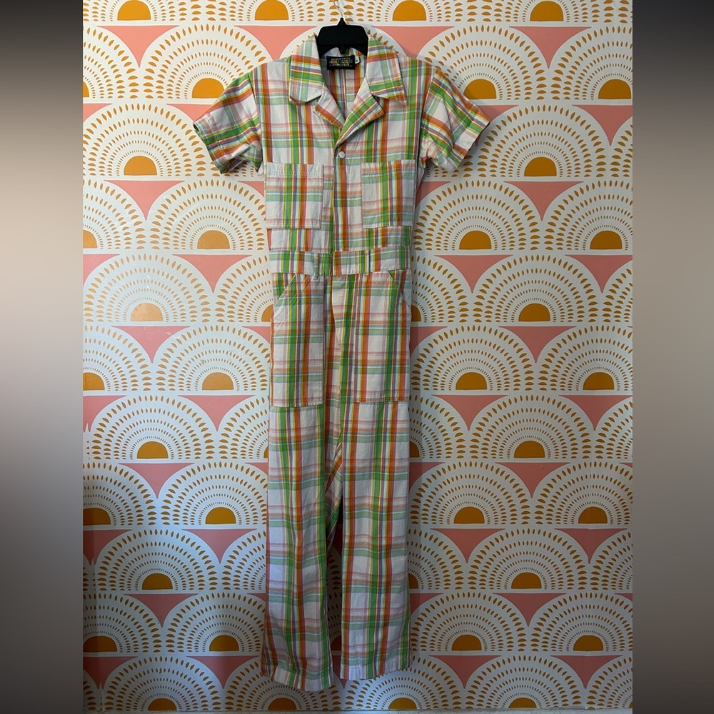 Big bud press rainbow plaid jumpsuit in size small